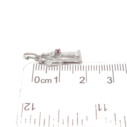925 Sterling Silver Vintage Rhinestone Groom & Bride Wedding Mini Charm Pendant