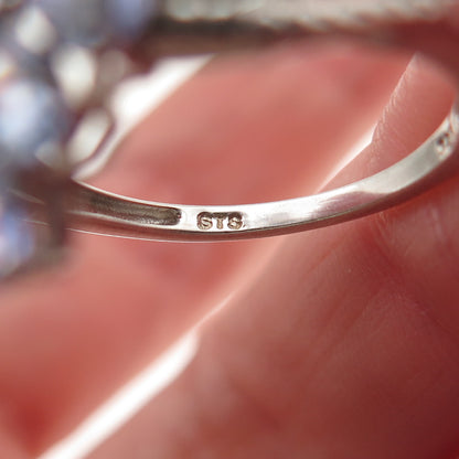 Chuck Clemency 925 Sterling Silver Real Tanzanite Floral Cluster Ring Size 8.25
