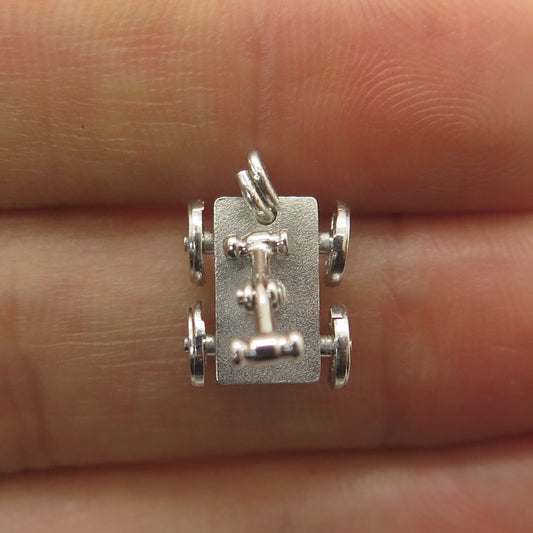 J.M. FISHER Sterling Silver Vintage Handcar Minimalist Movable 3D Charm Pendant