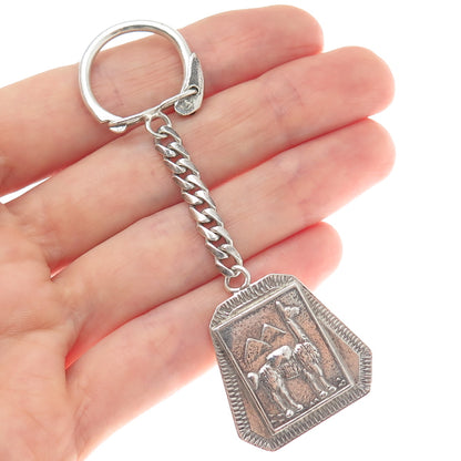 INDUSTRIA PERUANA 925 Sterling Silver Vintage Llama Key Fob Chain Holder