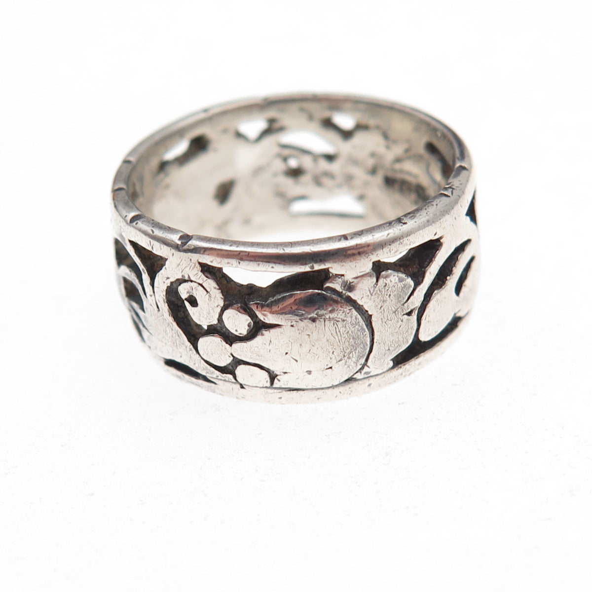 J.D. Schlang Co. 925 Sterling Silver Antique Art Deco Floral Band Ring Size 7