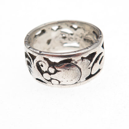 J.D. Schlang Co. 925 Sterling Silver Antique Art Deco Floral Band Ring Size 7