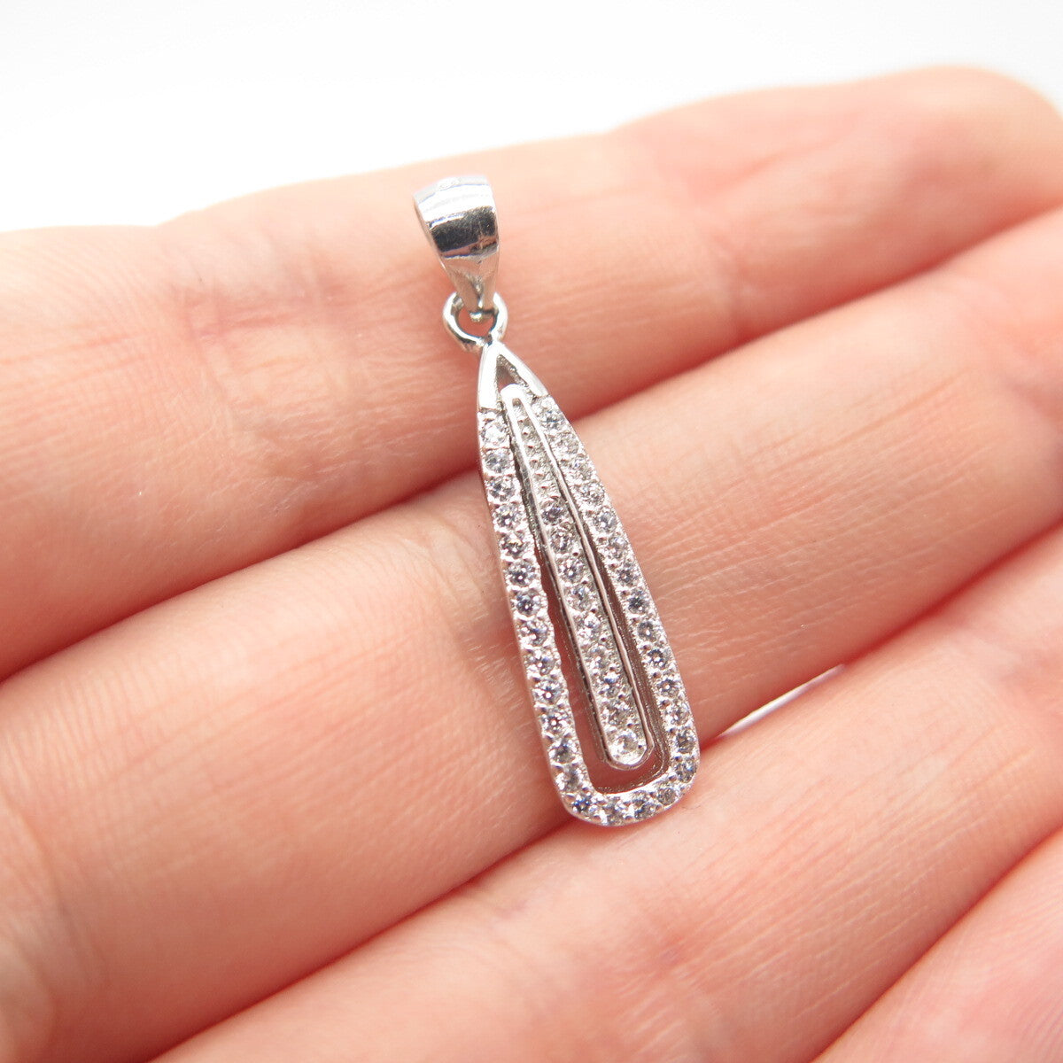 925 Sterling Silver Pave C Z Pendant