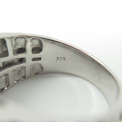 925 Sterling Silver 2-Tone Real White Topaz Gemstone Ring Size 10.25