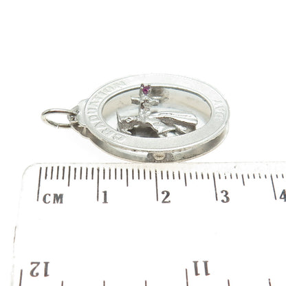 925 Sterling Silver Vintage Pink Rhinestone "Graduation Day" Student Pendant