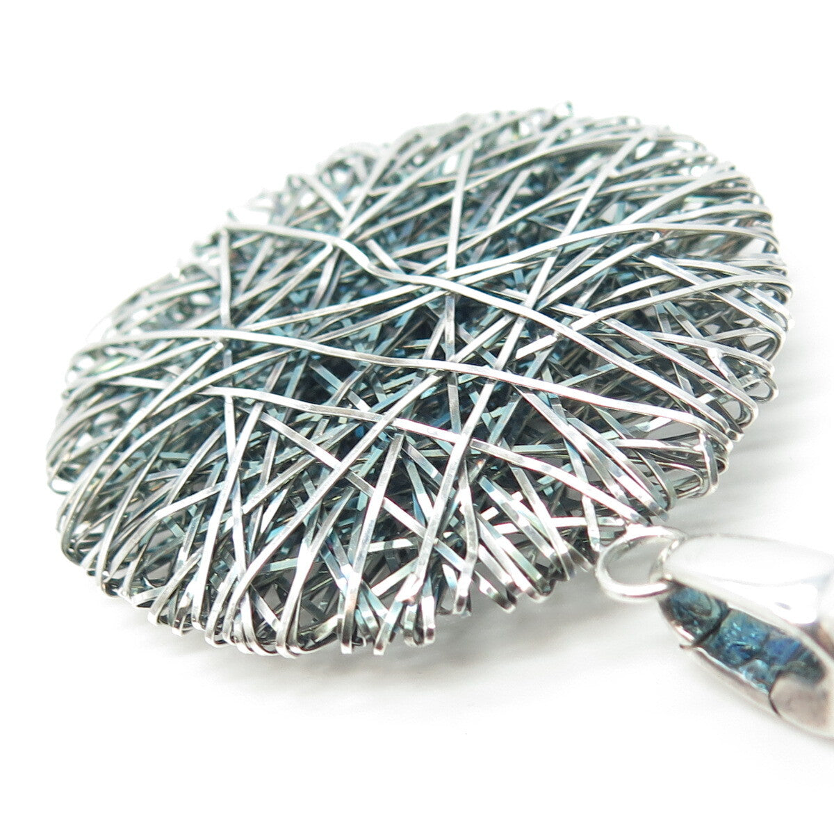 925 Sterling Silver Italy Milor Spiderweb Modernist Pendant