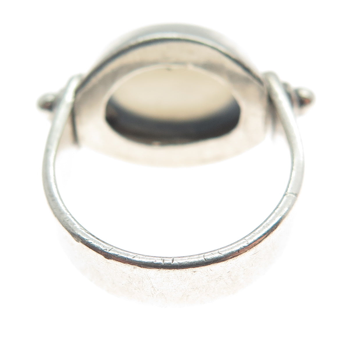 925 Sterling Silver Vintage Real Agate Modernist Ring Size 6