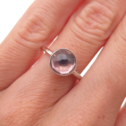 Pandora 925 Sterling Silver Pink Crystal October Birthstone Ring Size 6