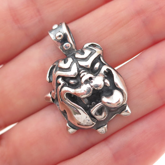 925 Sterling Silver Vintage Bulldog Oxidized Pendant