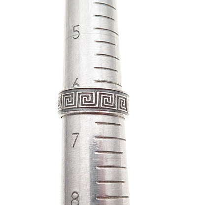 925 Sterling Silver Vintage Greek Maze Oxidized Band Ring Size 6.5