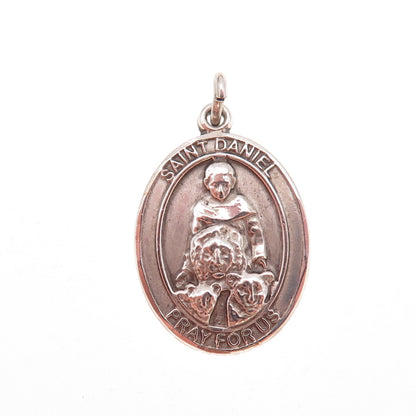 Bliss 925 Sterling Silver Antique Art Deco Saint Daniel Religious Charm Pendant