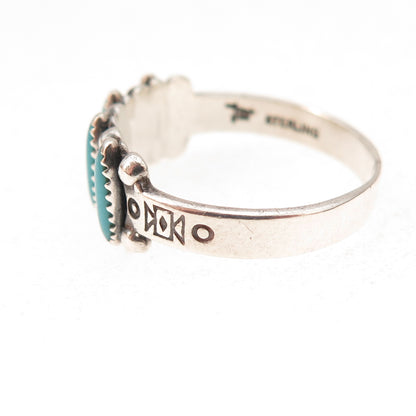 Bell Trading Post Old Pawn Sterling Vintage Turquoise Needlepoint Ring Size 7