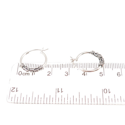 Han 925 Sterling Silver Vintage Zig Zag Oxidized Hoop Earrings