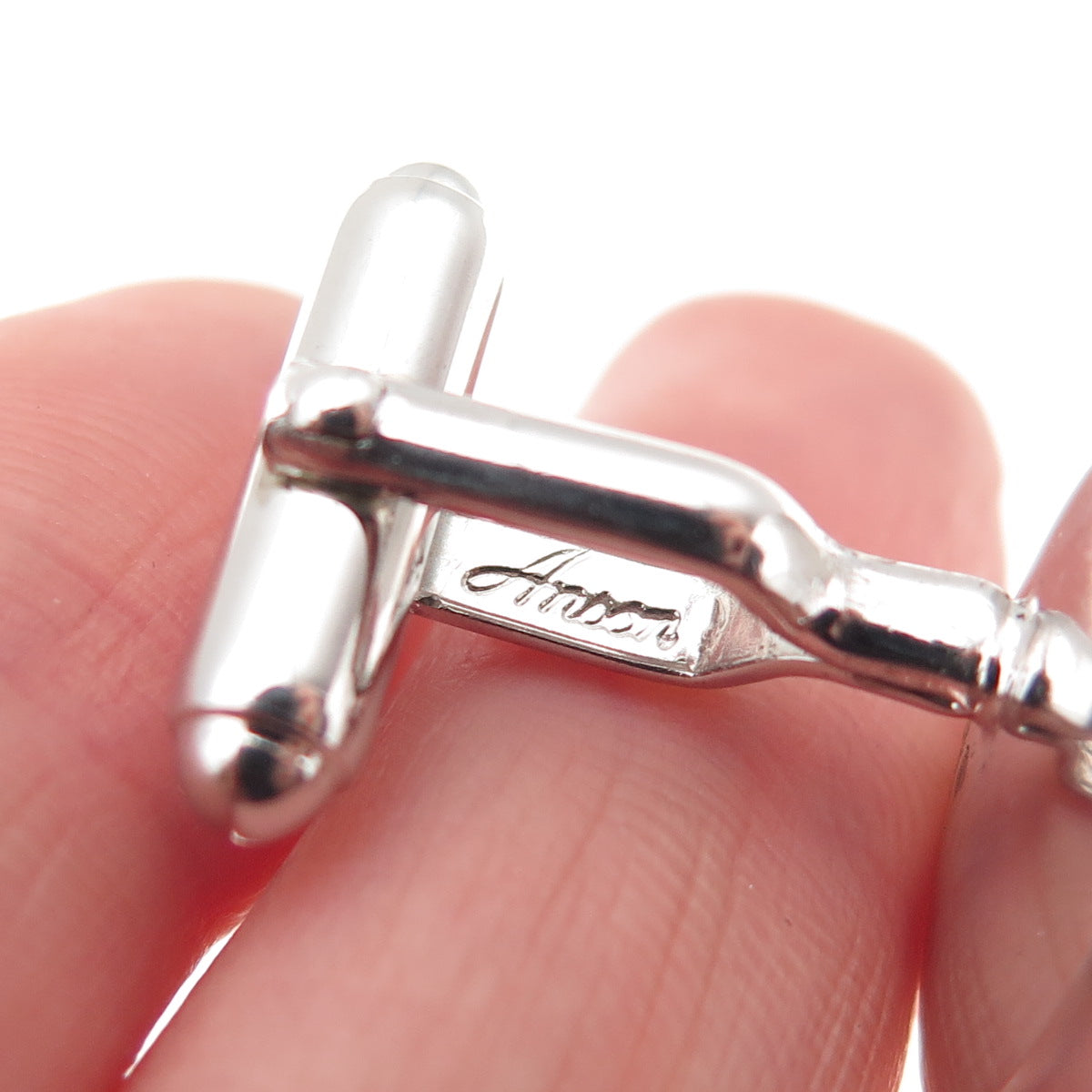 Anson 925 Sterling Silver Vintage Round Disc Cufflinks