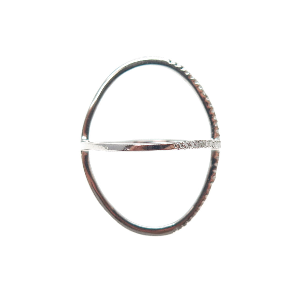 DBJ DEE BERKLE Sterling Silver Real Round-Cut Diamond Crisscross Ring Size 9.25