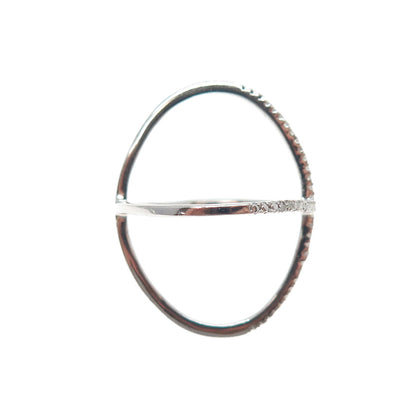 DBJ DEE BERKLE Sterling Silver Real Round-Cut Diamond Crisscross Ring Size 9.25