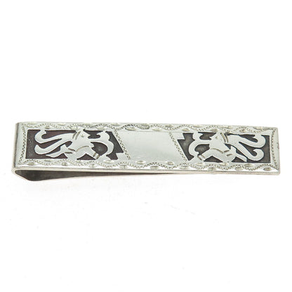 900 Silver Vintage Guatemala Tribal Warrior Oxidized Tie Clip