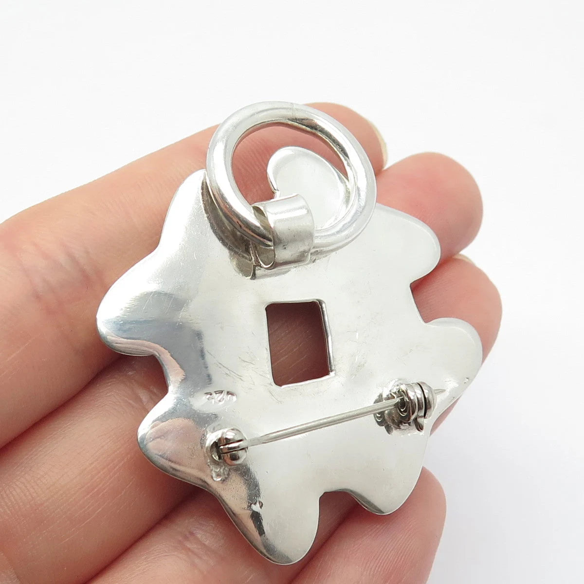 925 Sterling Silver Vintage Modernist Pin Brooch / Pendant