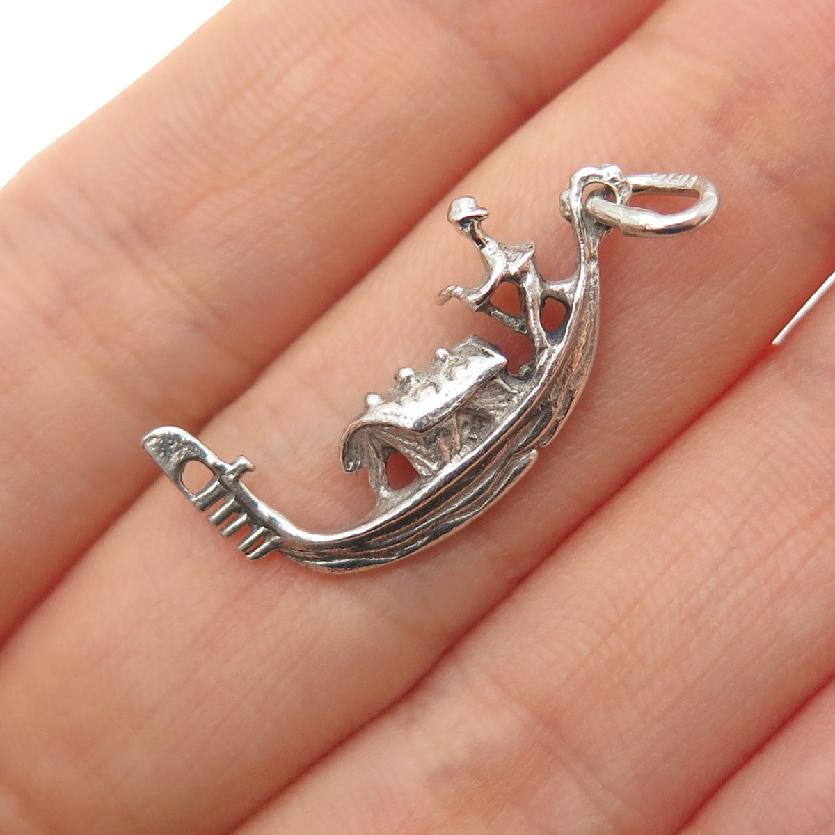 800 Silver Antique Art Deco Venetian Gondola Charm Pendant