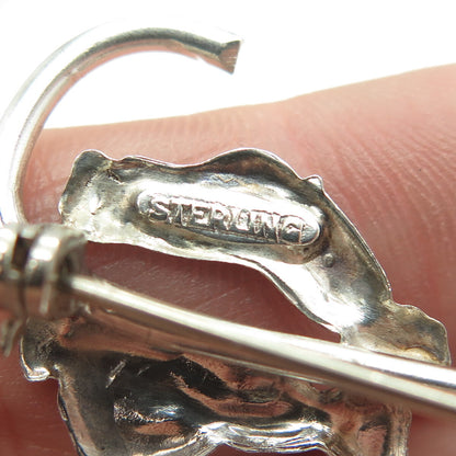 925 Sterling Silver Antique Art Deco Couple Under Umbrella Pin Brooch