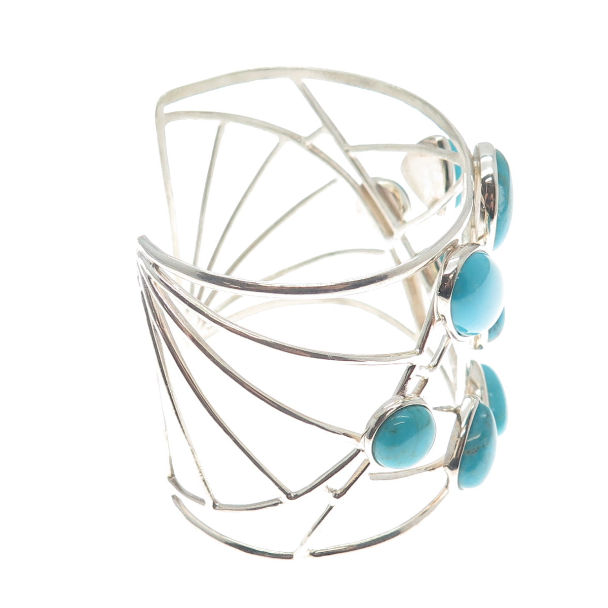 JAY KING DESERT ROSE Sterling Vintage Tyrone Turquoise Adjustable Bracelet 7"