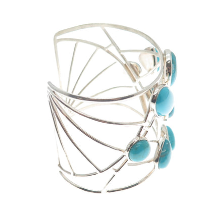 JAY KING DESERT ROSE Sterling Vintage Tyrone Turquoise Adjustable Bracelet 7"