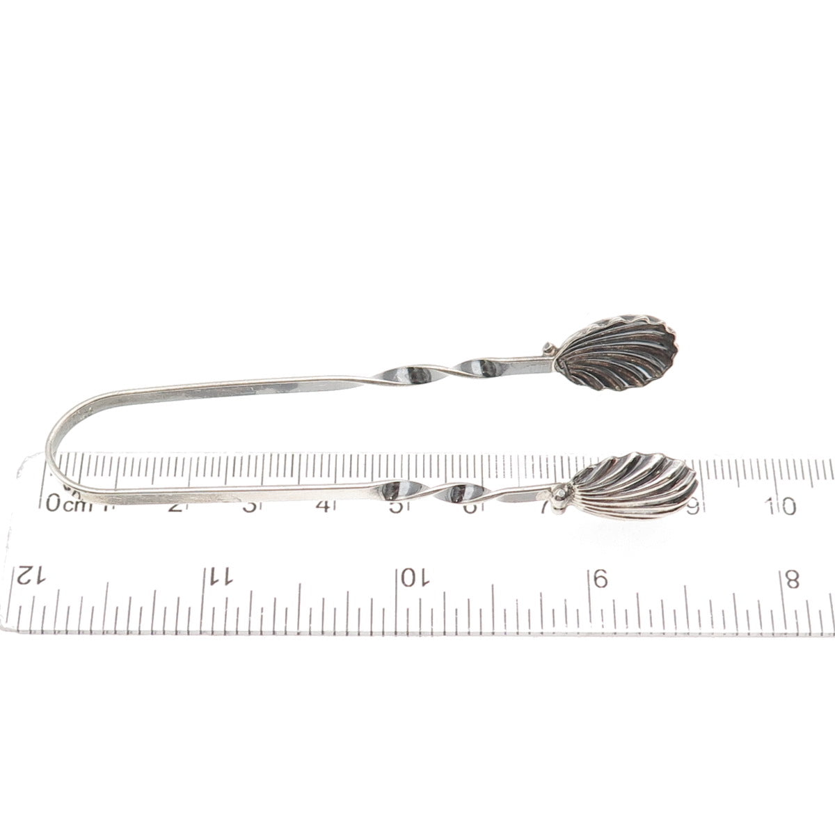 Michele 925 Sterling Silver Antique Art Deco Seashell Oxidized Sugar Tongs