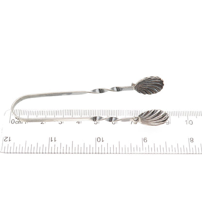 Michele 925 Sterling Silver Antique Art Deco Seashell Oxidized Sugar Tongs