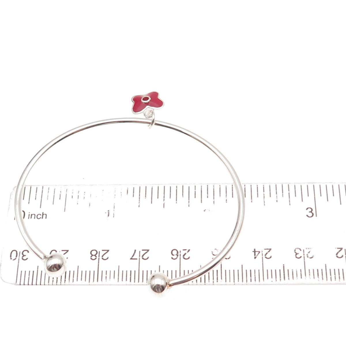 925 Sterling Silver Red Enamel & C Z Butterfly Charm Adjustable Bracelet 5.75"