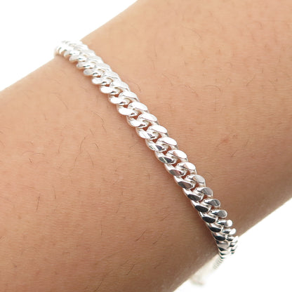 925 Sterling Silver Vintage Italy Cuban Link Bracelet 8"