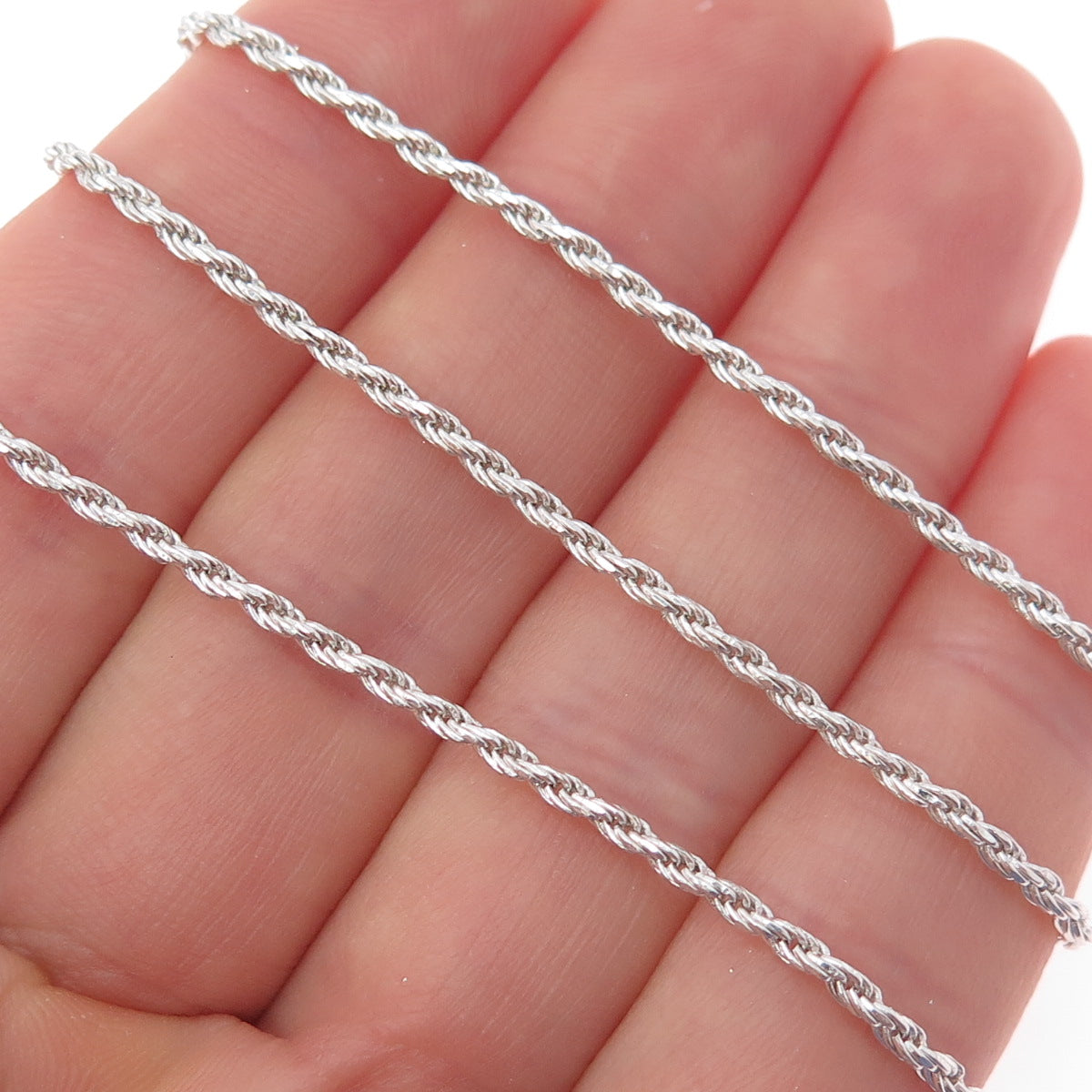 925 Sterling Silver Vintage Italy Twisted Rope Chain Necklace 18"