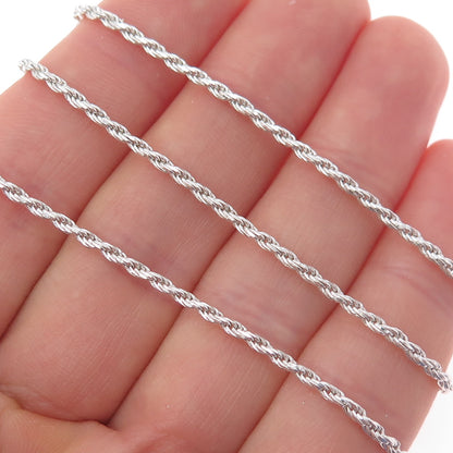 925 Sterling Silver Vintage Italy Twisted Rope Chain Necklace 18"