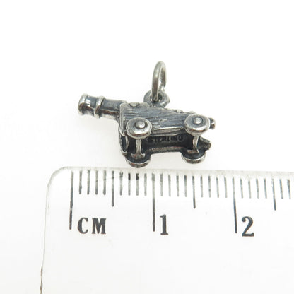 925 Sterling Silver Vintage Artillery 3D Charm Pendant