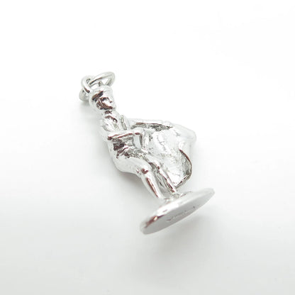 925 Sterling Silver Antique Art Deco Matador 3D Charm Pendant