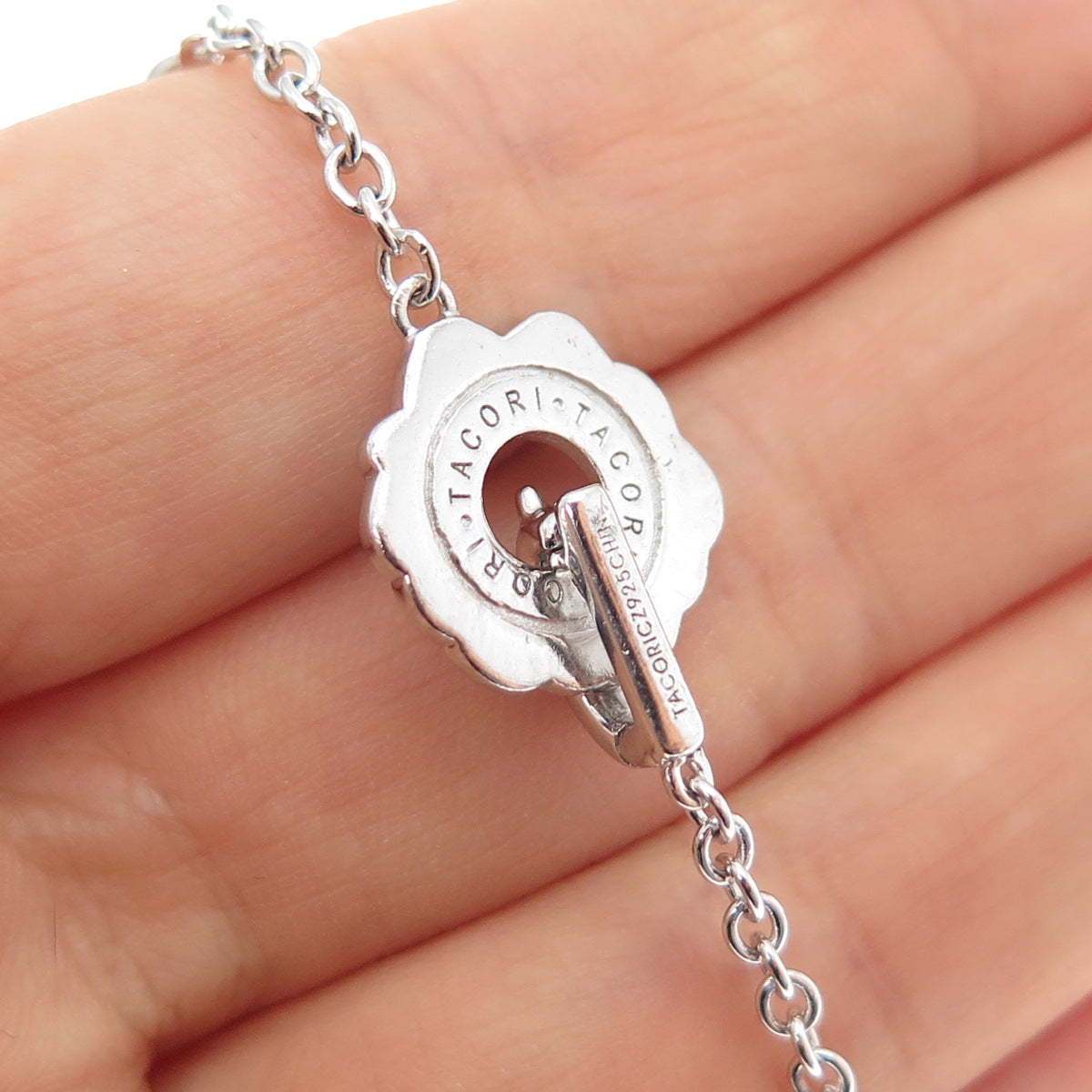 TACORI 925 Sterling Silver Round-Cut C Z By The Yard Station Chain Necklace 20"