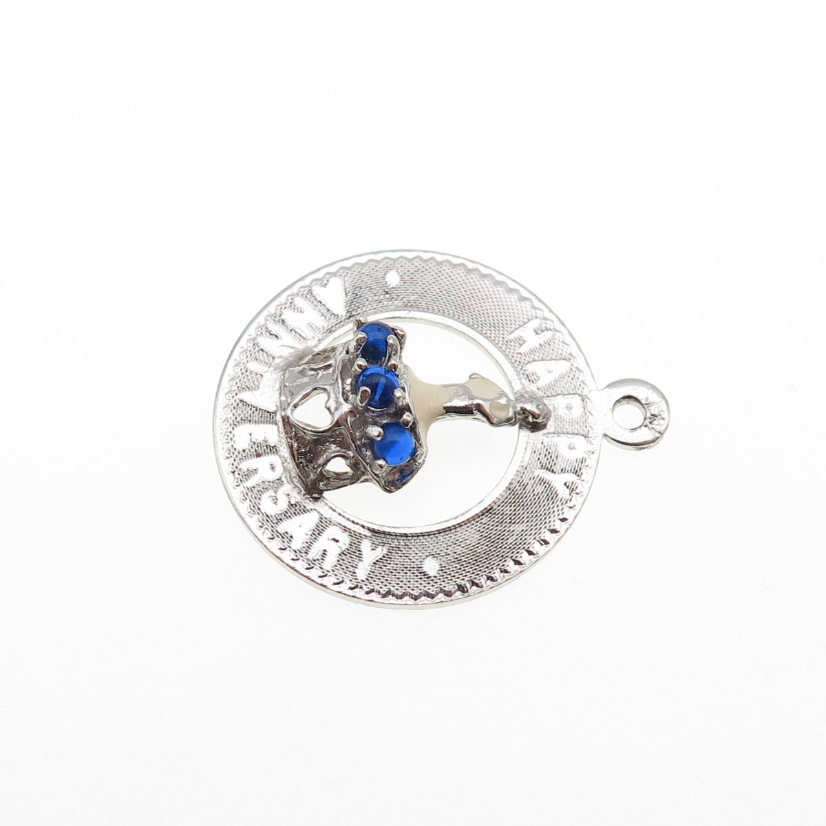 MARC MERCY 925 Sterling Silver Vintage Rhinestone Happy Birthday Charm Pendant