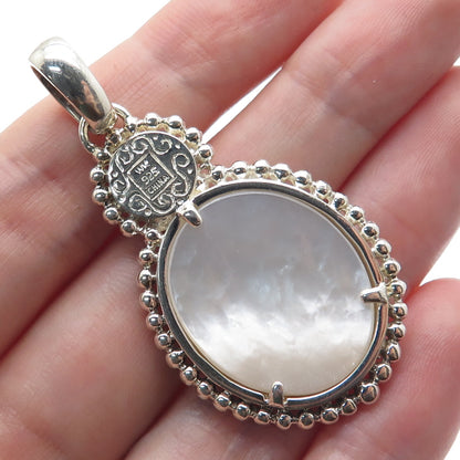 WHITNEY KELLY 925 Sterling Silver Vintage Real MOP & Amethyst Modernist Pendant