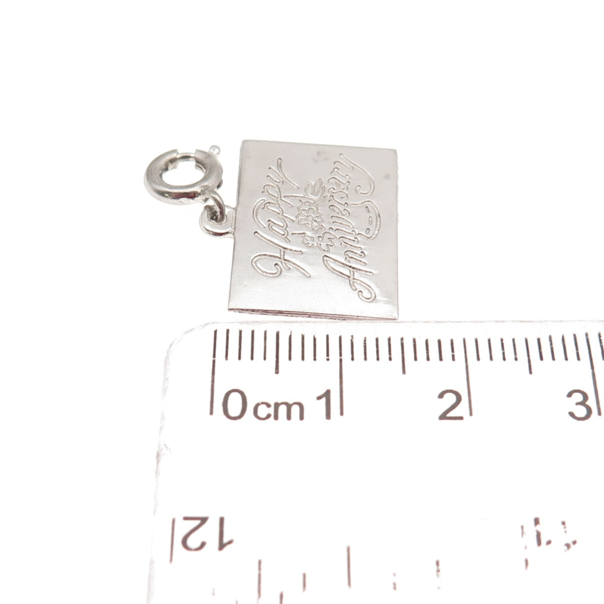 Jewelart 925 Sterling Silver Vintage Happy Anniversary Spring Ring Mini Pendant