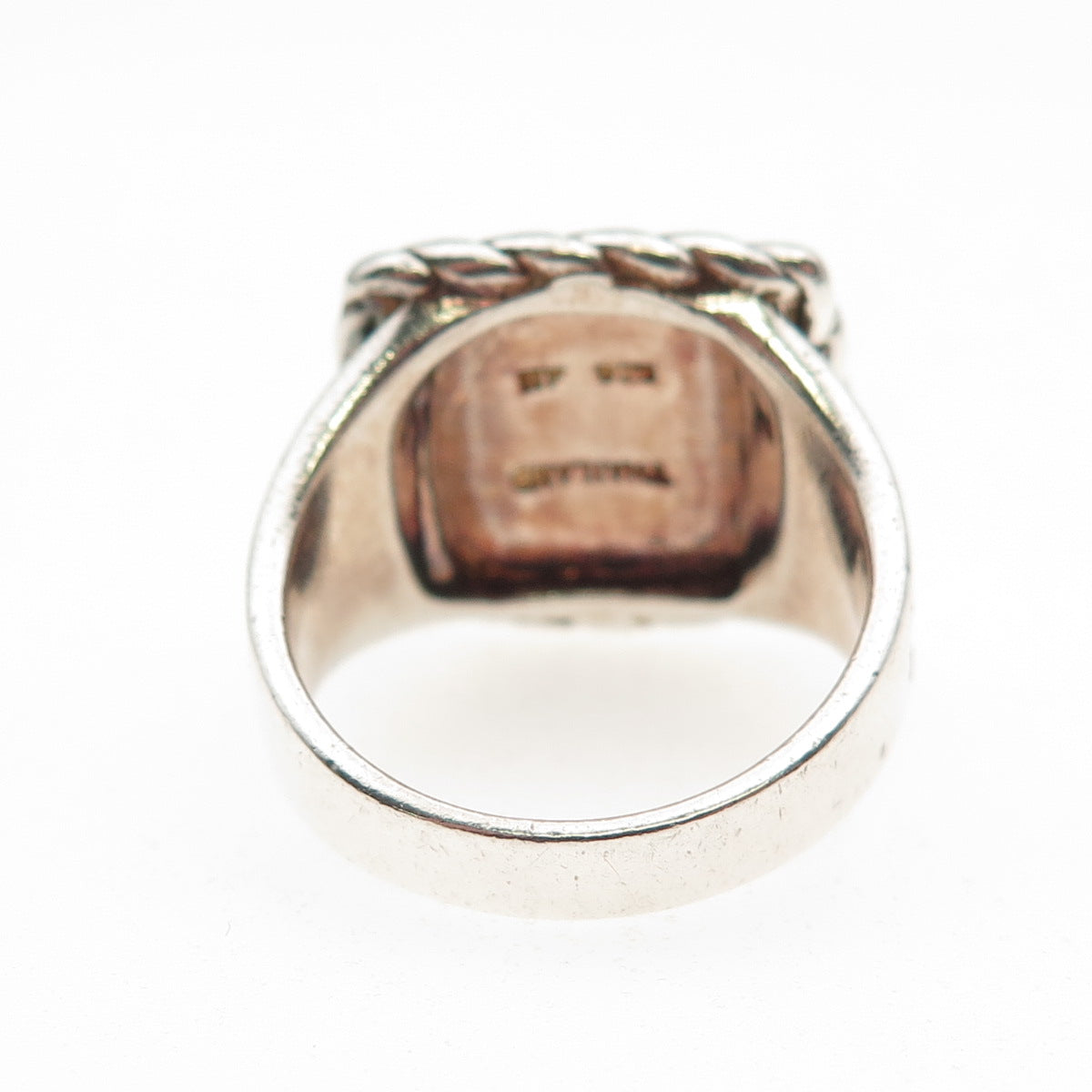 Chapal Zenray 925 Sterling Silver Vintage Modernist Hammered Ring Size 8