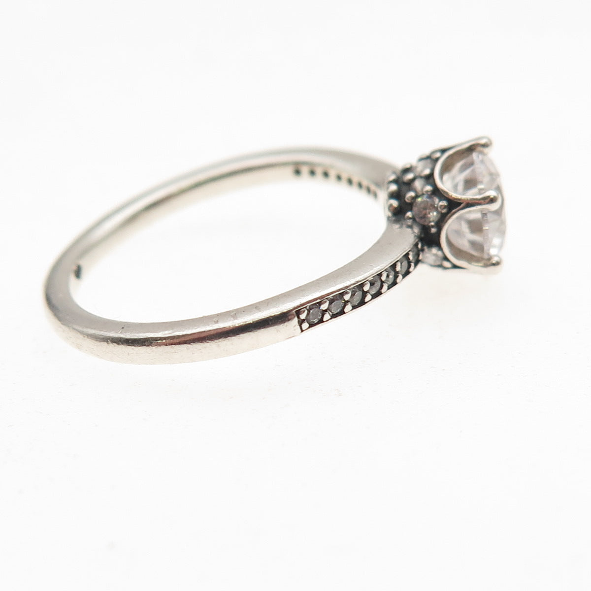 Pandora 925 Sterling Silver Round-Cut C Z Engagement Ring Size 6
