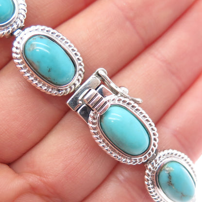 JACKSON HOLE 925 Sterling Silver Vintage Real Tyrone Turquoise Bracelet 8"
