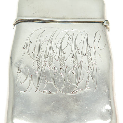 925 Sterling Silver Antique Art Deco Engraved "M&W" Collectable Vesta Match Case