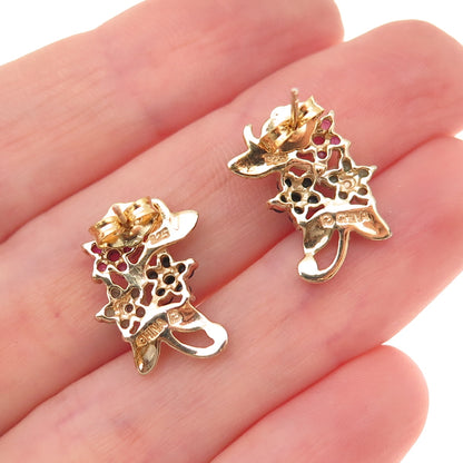 Ross Simons 925 Sterling Gold Plated Vintage Real Sapphire Ruby Emerald Earrings