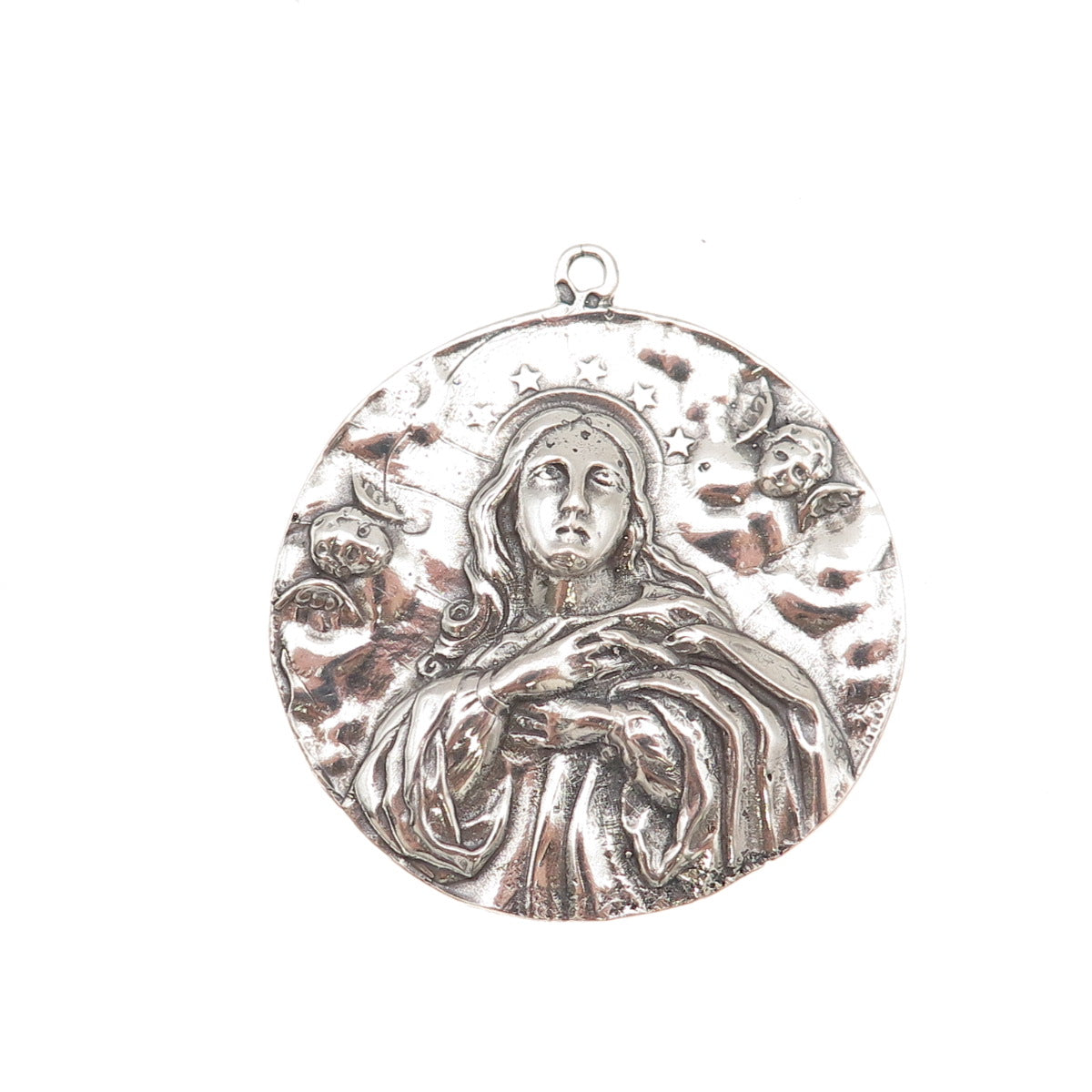 800 Silver Antique Art Deco European Mary Magdalene Medal Pendant