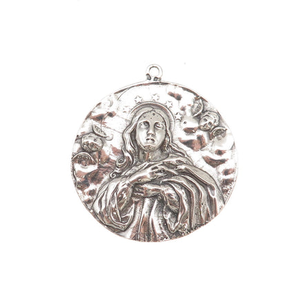 800 Silver Antique Art Deco European Mary Magdalene Medal Pendant