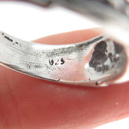 925 Sterling Silver Vintage Rattan Oxidized Ring Size 8.25