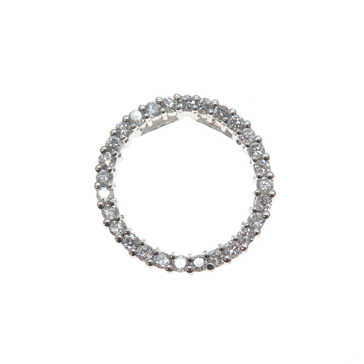925 Sterling Silver Round-Cut C Z Circle of Life Mini Slide Charm Pendant