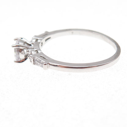 925 Sterling Silver Multi-Cut C Z Engagement Ring Size 10