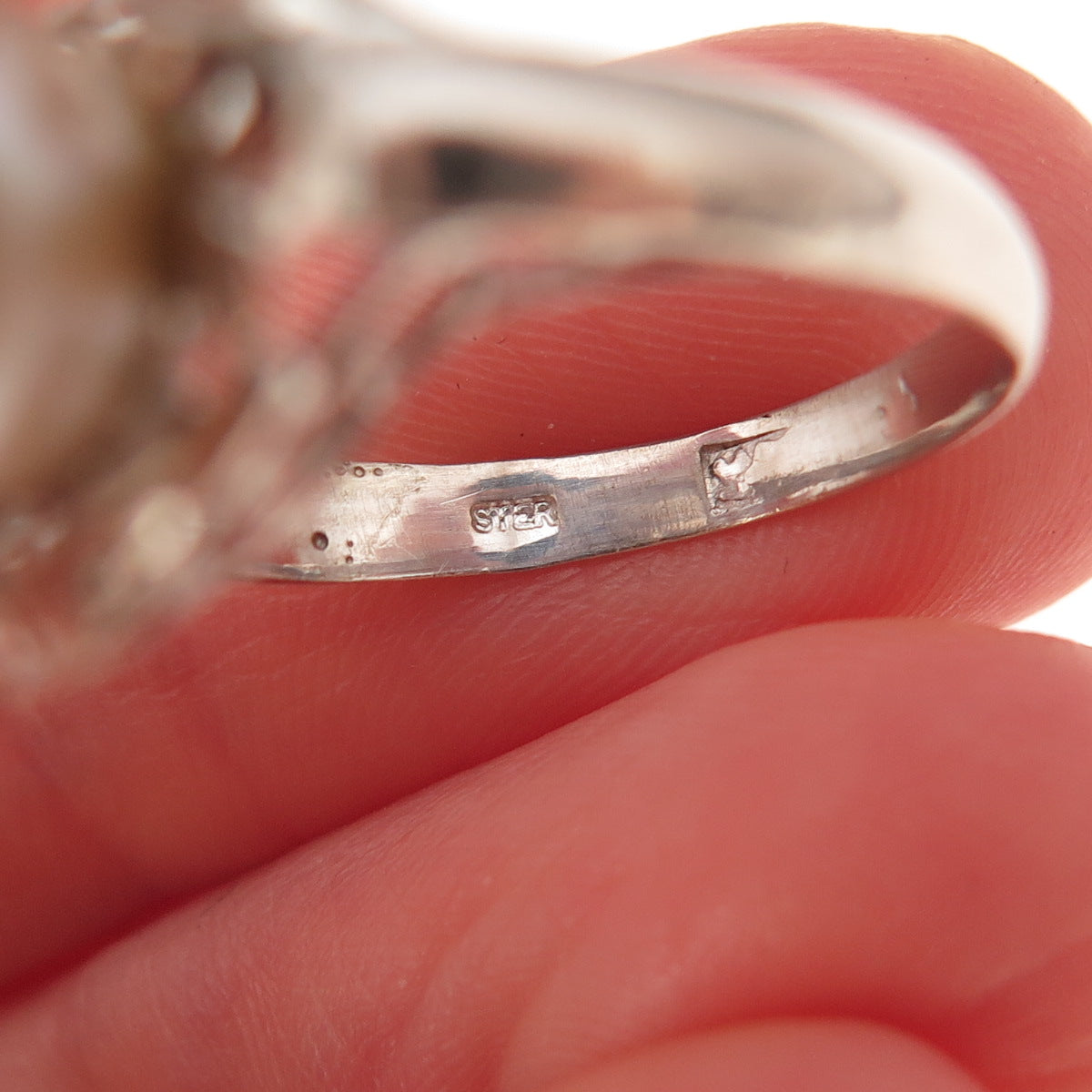 925 Sterling Silver Antique Art Deco Real Pearl Ring Size 5.5