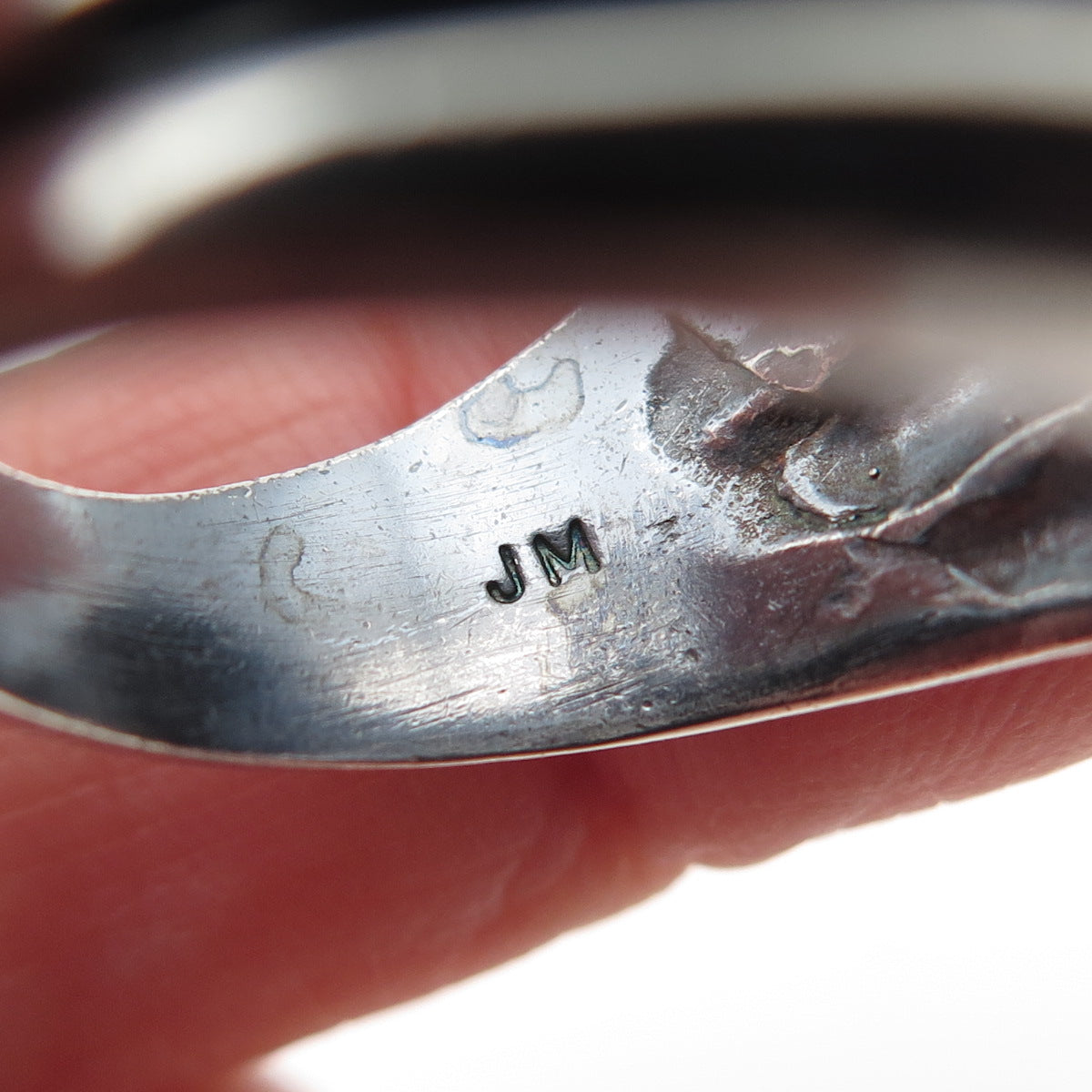 JOSEPH MASANIELLO 925 Sterling Silver Vintage Modernist Oxidized Ring Size 9.5